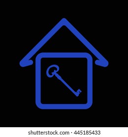 Key for house sketch icon for web and mobile. The concept of the house turnkey. Minimal. House under protection concept.