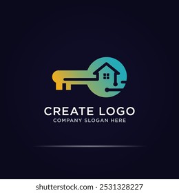 Diseño de logotipo de tecnología de la casa clave