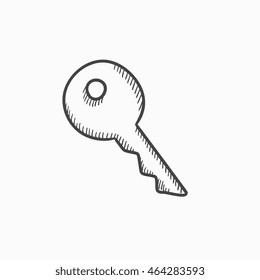 Key for house vector sketch icon isolated on background. Hand drawn Key for house icon. Key for house sketch icon for infographic, website or app.