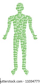 Key human figure. Vector key icons are united into male mosaic.