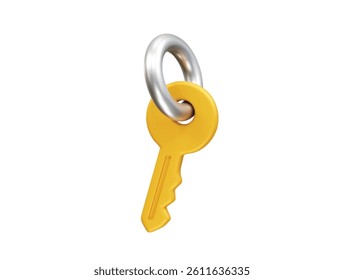  Key icon 3d render illustration. Key ring icon 3d