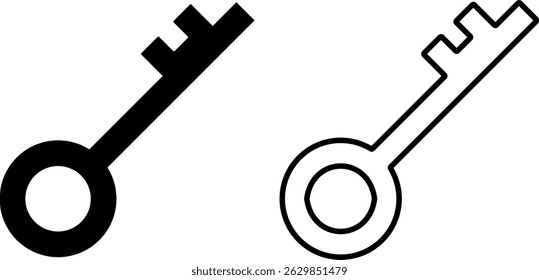 Ícone da chave. senha de login da conta de acesso. sinal da chave da casa. símbolo de segurança. ícones do aplicativo da interface
