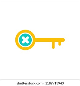 Key icon, Access, lock, locked, security icon with cancel sign. Key icon and close, delete, remove symbol. Vector