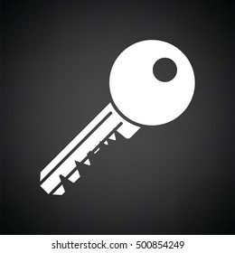 Key icon. Black background with white. Vector illustration.