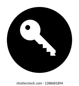 Key icon in black circle. Vector Illustration