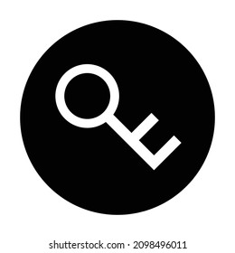 Key icon with black circle. Vector.
