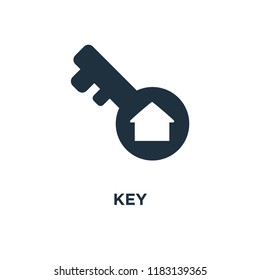 Key icon. Black filled vector illustration. Key symbol on white background. Can be used in web and mobile.