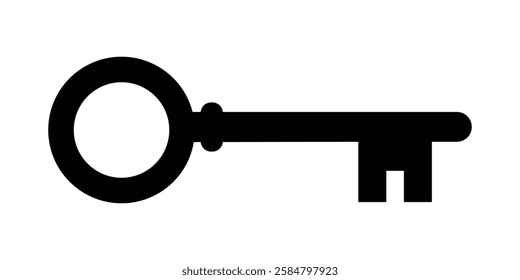 Key icon. Black key silhouette vector illustration isolated on white background