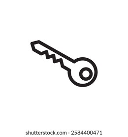 Key icon black and white vector outline sign