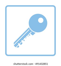 Key icon. Blue frame design. Vector illustration.