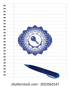icono de la tecla emblema de la pluma de tinta azul. Ilustración vectorial. Detallado. 