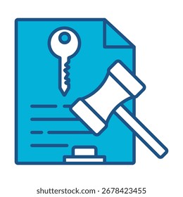 Icono Clave En Diseño Plano Monocromo Azul, Ilustración vectorial