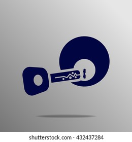 Key Icon blue on a gray background