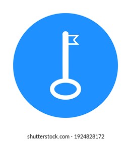 Key icon in circle icon. Flat design style. Key in round icon. Simple and modern flat icon in stylish colors. Web site page and mobile app design element. Vector Illustration.