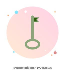 Key icon in circle icon. Flat design style. Key in round icon. Simple and modern flat icon in stylish colors. Web site page and mobile app design element. Vector Illustration.