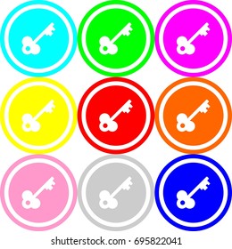 Key icon , circle sign design with different colors