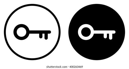 Key icon in circle . Vector illustration