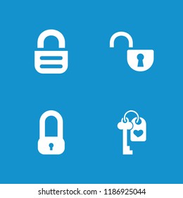 Key icon. collection of 4 key filled icons such as lock. editable key icons for web and mobile.