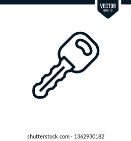 Key icon collection in outlined or line art style, editable stroke vector
