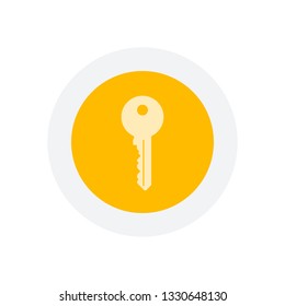 key icon. Icon in colored circle with gray bold border. Web button, modern flat design