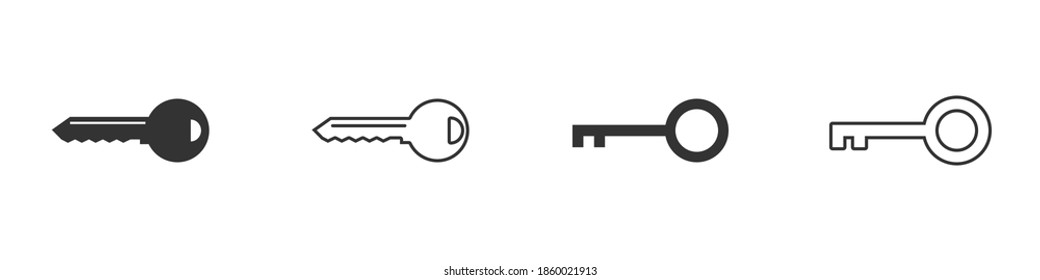 Schlüsselsymbol. Schlüsselbegriff. Schwarze Schlüssel auf weißem Hintergrund. Vektorgrafik