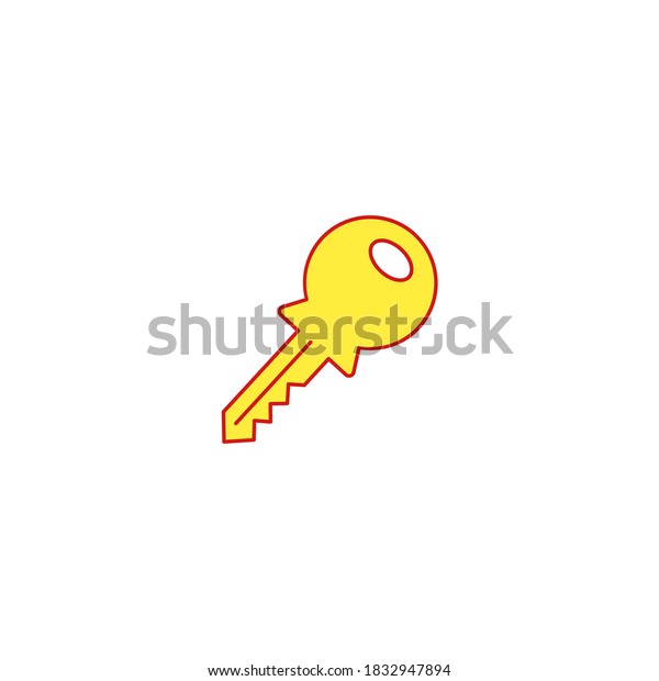Key icon. Construction icon. Simple, flat,\
outline, yellow, brown.