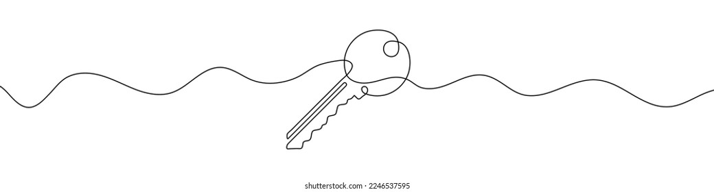 Key icon in continuous line drawing style. Line art of key icon. Vector illustration. Abstract background