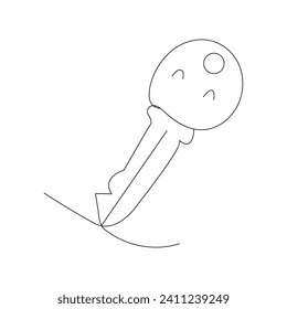  Key icon continuous one line drawing  outline vector illustration