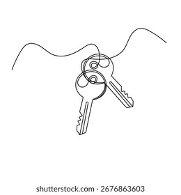 Ícone de chave   desenho contínuo de uma linha da ilustração de vetor de contorno