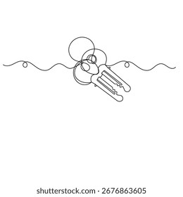 Key  icon   continuous one line drawing of outline vector illustration