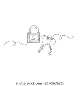Icono de clave   Dibujo continuo de una línea de Ilustración vectorial de contorno