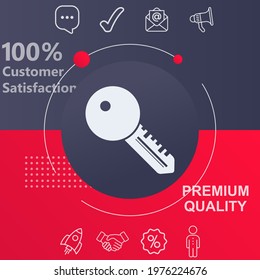 Key icon. Customize your design with a navy and red colored background template