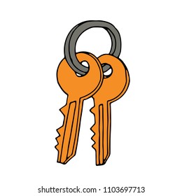 Key icon in doodle sketch lines. Safety protection house home property