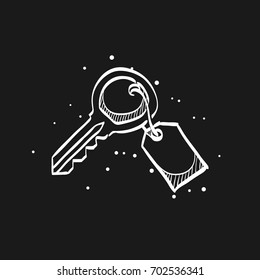 Key icon in doodle sketch lines  Safety protection house home property