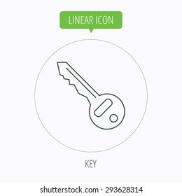 Key icon. Door unlock tool sign. Linear outline circle button. Vector