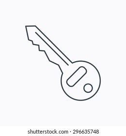 Key icon. Door unlock tool sign. Linear outline icon on white background. Vector