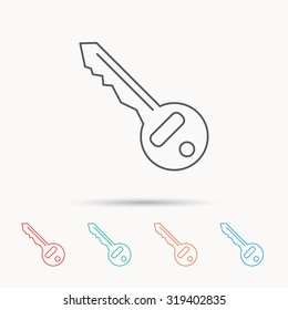 Key icon. Door unlock tool sign. Linear icons on white background. Vector