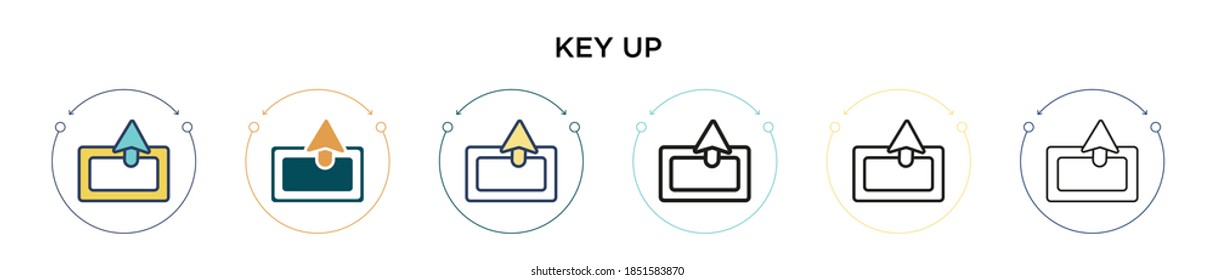 Key up icon in filled, thin line, outline and stroke style. Vector illustration of two colored and black key up vector icons designs can be used for mobile, ui, web