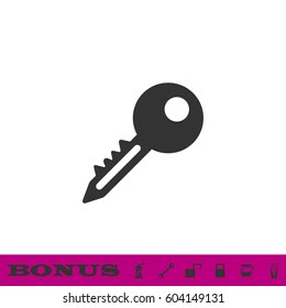 Key icon flat. Black pictogram on white background. Vector illustration symbol and bonus button