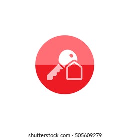 Key icon in flat color circle style. Safety protection house home property hotel accommodation travel