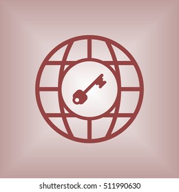 Key Icon. Flat design.