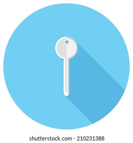Key icon. Flat design style modern vector illustration. Isolated on stylish color background. Flat long shadow icon. Elements in flat design.