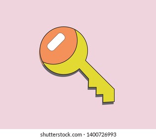 Key Icon Flat design, Vector 