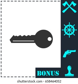 Key icon flat. Simple vector symbol and bonus icon