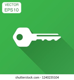 Key icon in flat style. Access login vector illustration with long shadow. Password key business concept.