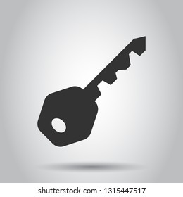 Key icon in flat style. Access login vector illustration on white background. Password key business concept.