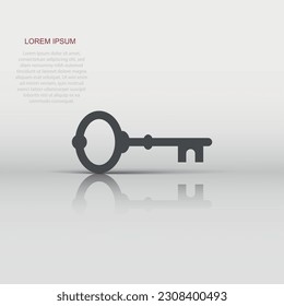 Key icon in flat style. Access login vector illustration on white isolated background. Password key business concept.