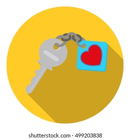 Key icon in flat style isolated on white background. Romantic symbol stock vector illustration.