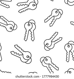 Key icon in flat style. Password vector illustration on white isolated background. Access seamless pattern business concept.