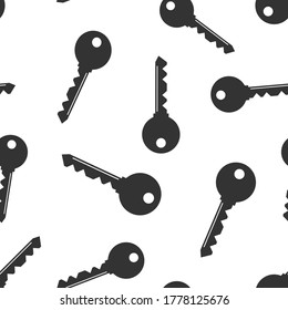 Key icon in flat style. Password vector illustration on white isolated background. Access seamless pattern business concept.